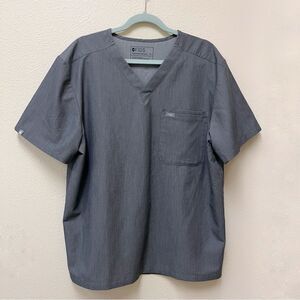 Figs Mens Gray Technical Collection V-Neck Scrub Top Short Sleeve XL
